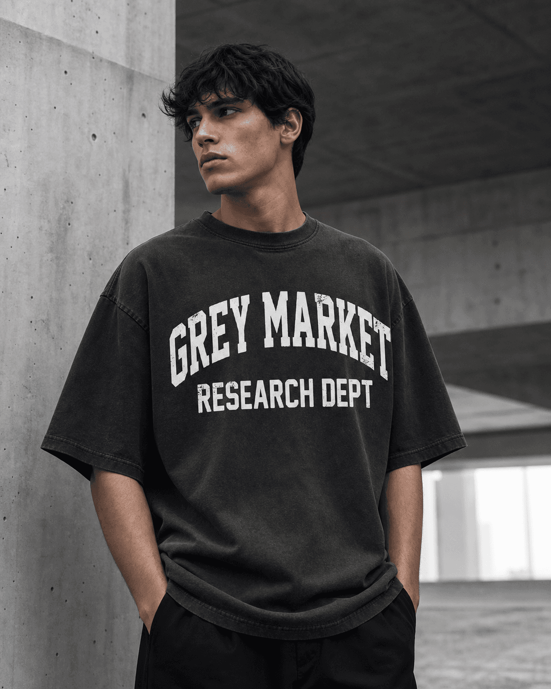 Grey Market Tee in Washed Charcoal