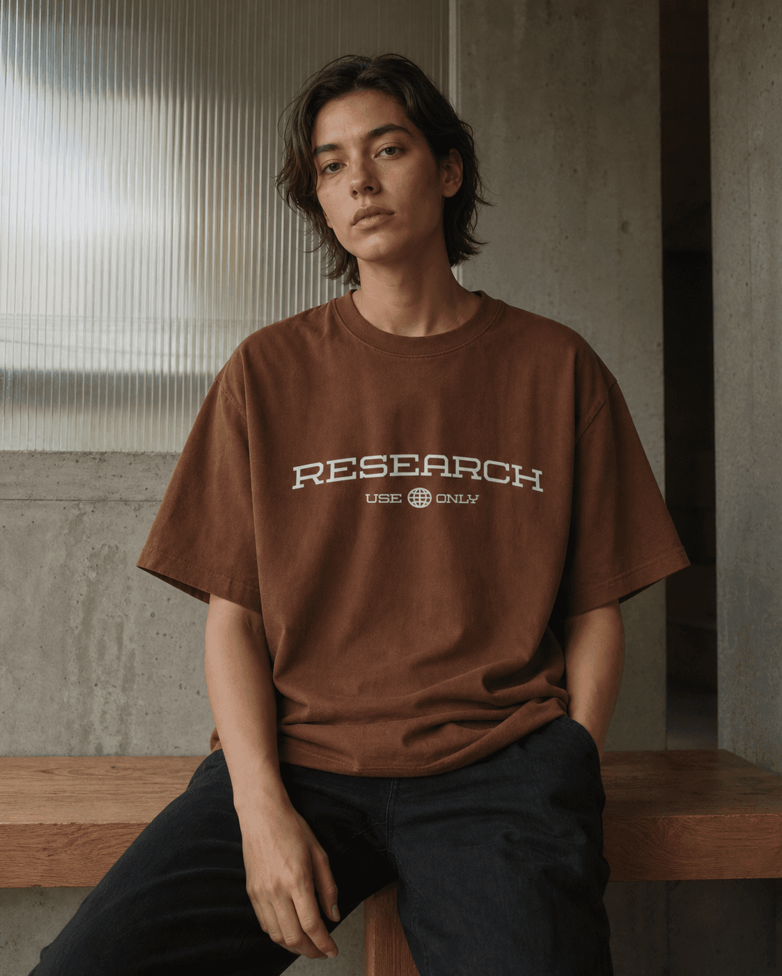Research Globe Tee in Oxide Brown